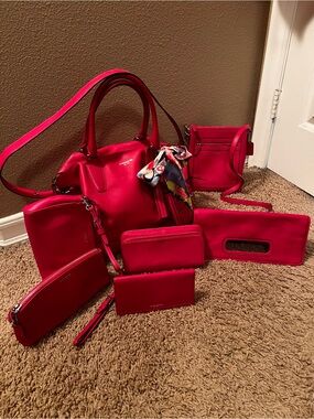 Madison Satchel Authentic Coach Hot Pink Leather SatchelMatching Accessories Set